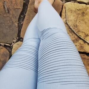 Zenana Outfitters high waist moto leggings ash blue S/M